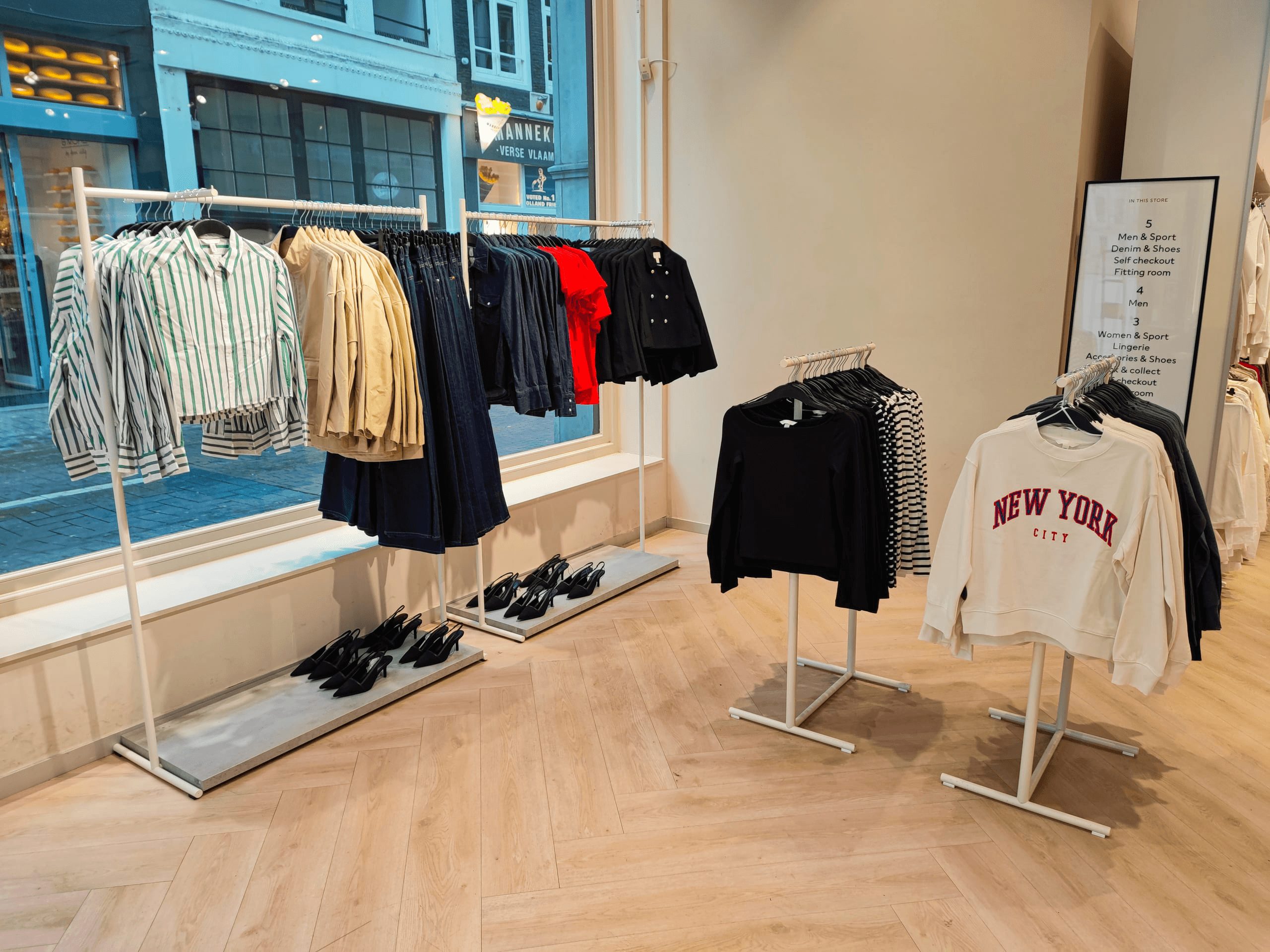 Preppy Trench racks, multiple stories on the floor