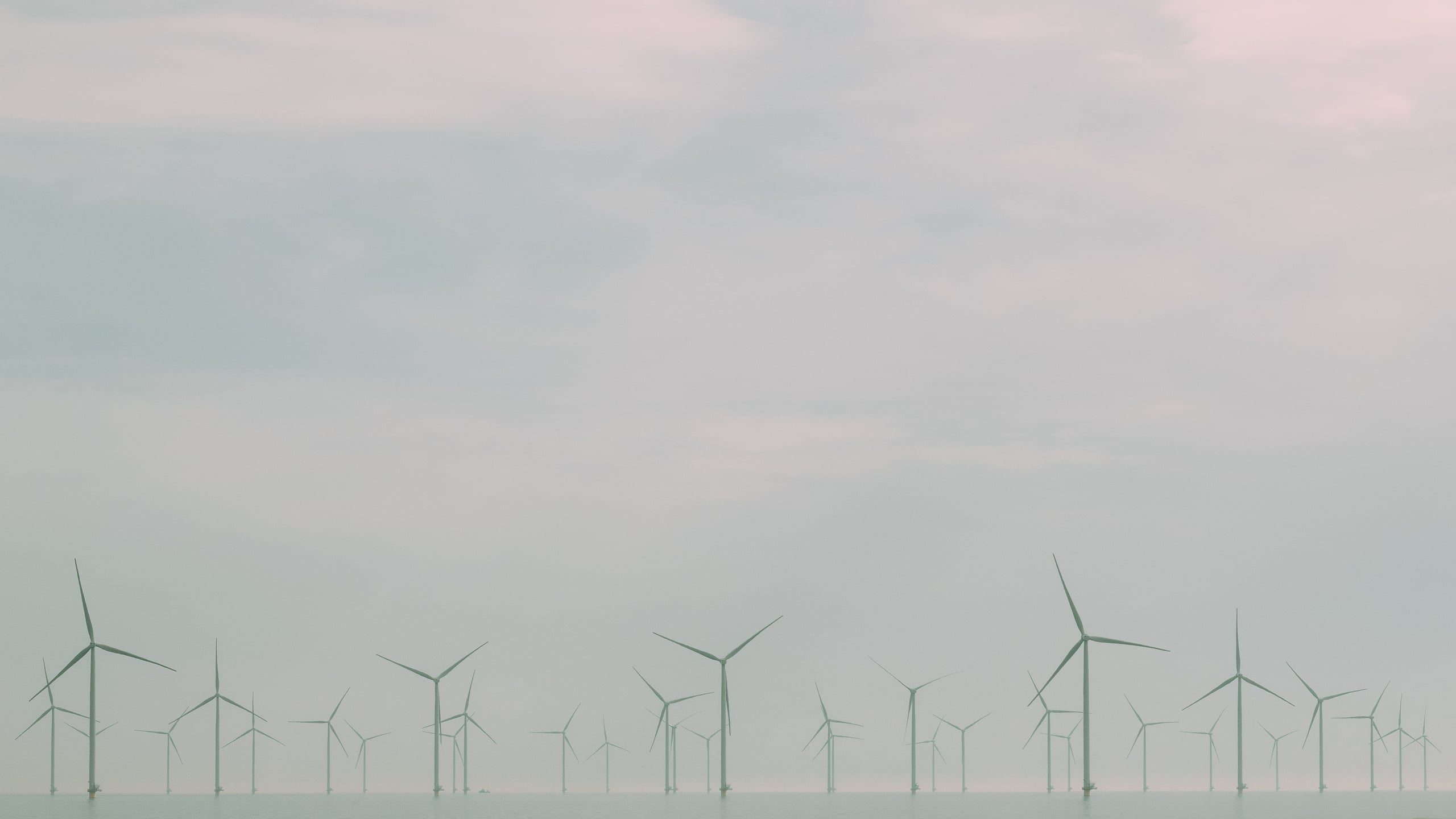 Distant wind turbines on the horizon